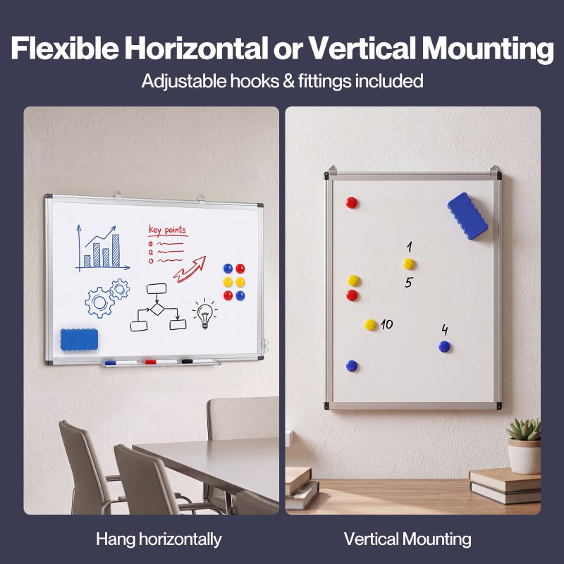 Levede Magnetic Whiteboard Adjustable Wall Mounted Dry Erase Office,White