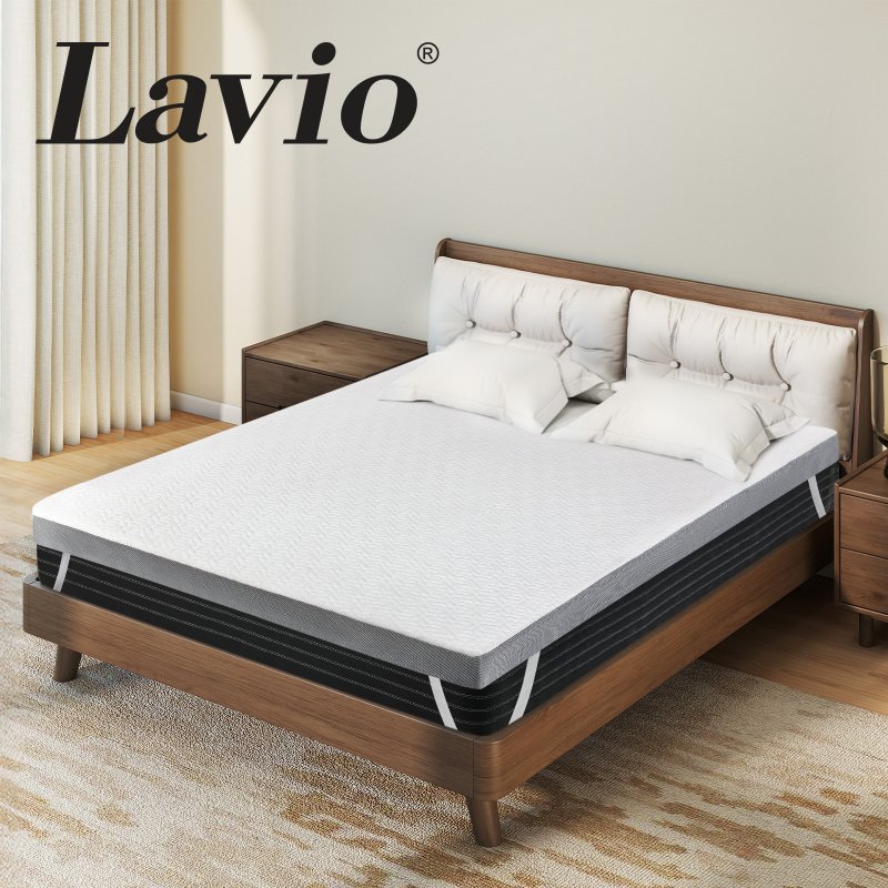 Lavio King Mattress Topper Memory Foam Dual Layer Hotel Quality Bed Protector