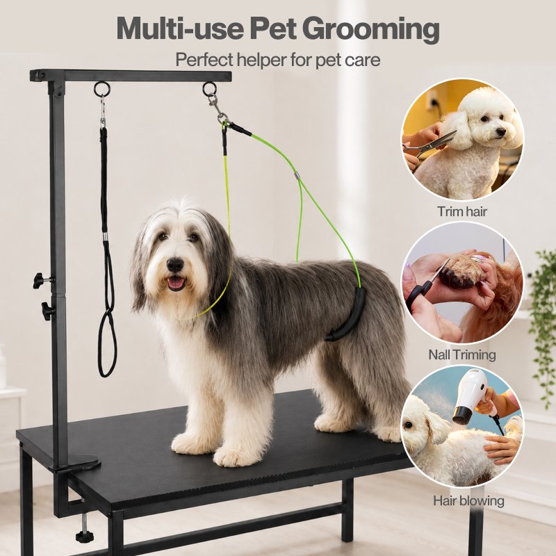 Skylos Dog Grooming Table Arm Adjustable 270 Steel Clamp Hammock for Home Black
