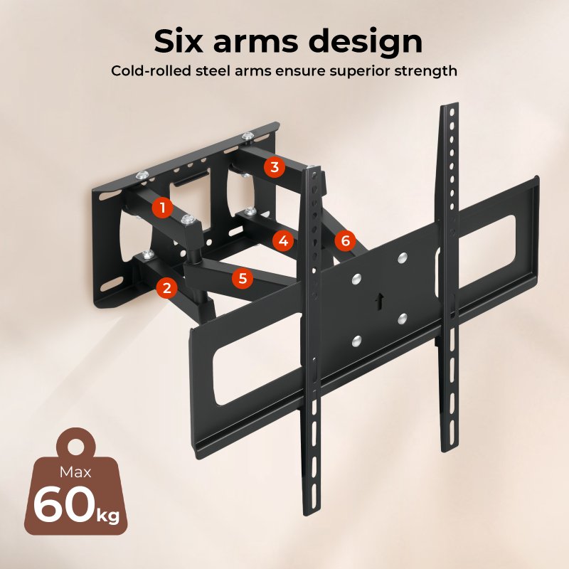 Levede Full Motion TV Wall Bracket for 32-65 Inch Curved Flat Screens TVs