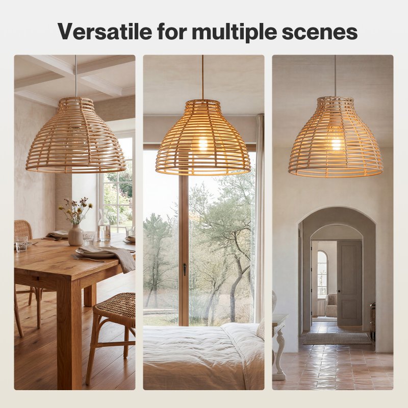 Emitto Ceiling Light Shade Wicker Basket Style Plastic Lampshade Pendant 2PCS
