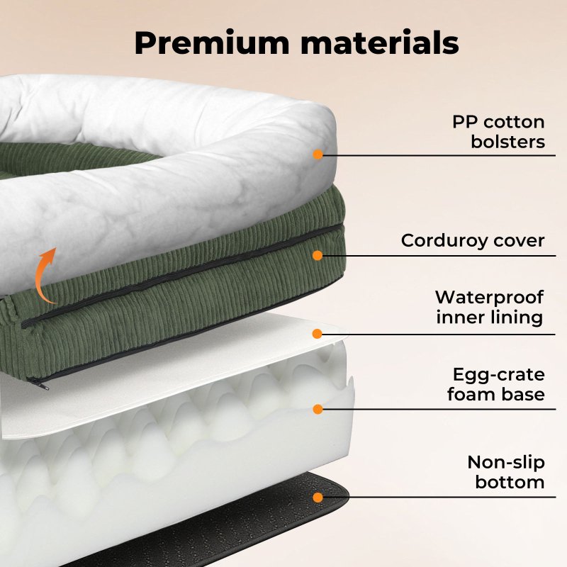 Large Dog Pet Bed Orthopedic Washable Waterproof Corduroy Wear Resistant 93x63cm