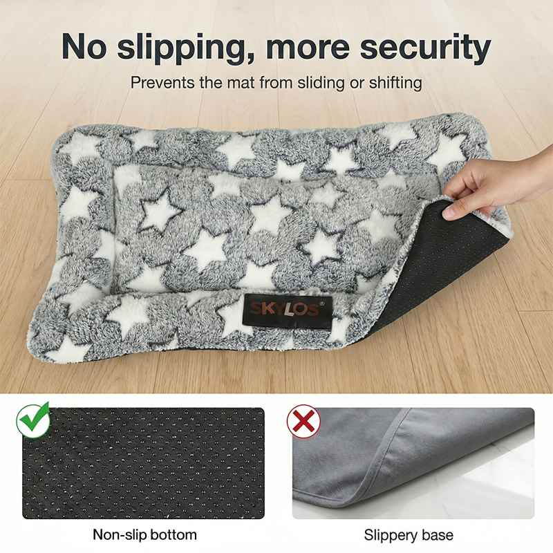 Skylos Dog Bed Arctic Fleece Soft Pet Mattress Puppy Crate Cushion Cat Mat Pad