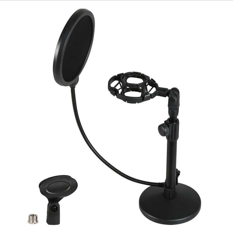 Levede Desktop Microphone Stand Adjustable Mic Clip Desk Pop Filter Shock Mount