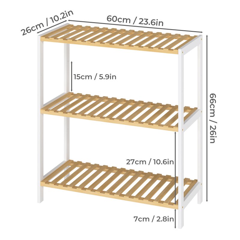 Levede Bamboo Storage Shelf 3-Tier Organiser Shelving Unit Stand Shoe Rack