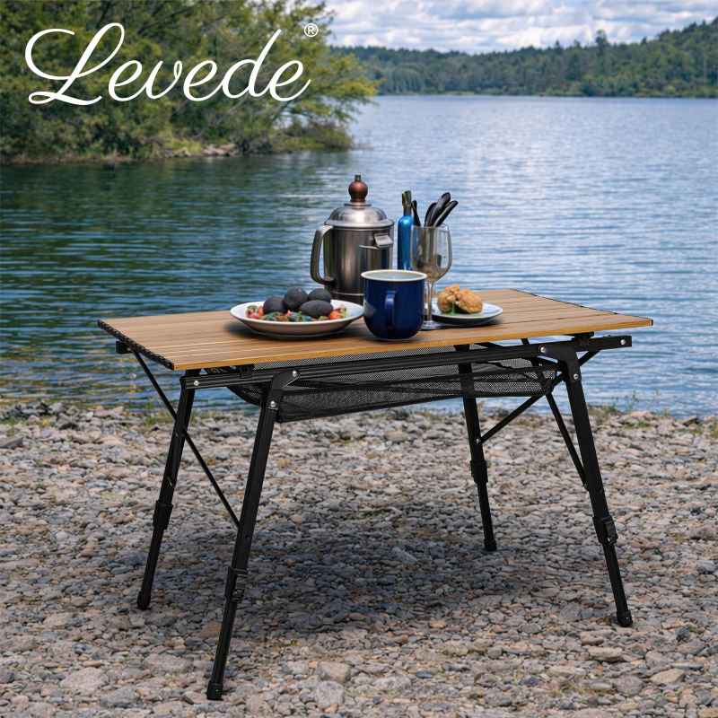 Levede Adjustable Folding Camping Table Aluminium Portable Picnic Desk 90x52cm