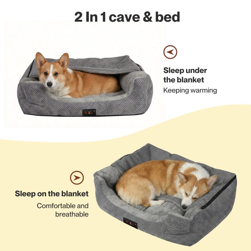Skylos Extra Large Dog Bed Pet Cave Bed Washable Non Slip Removable Blanket XL