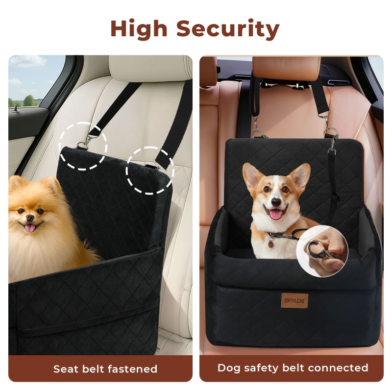 Skylos Dog Booster Car Seat Portable Travel Carrier Bed Basket Pet Puppy Black