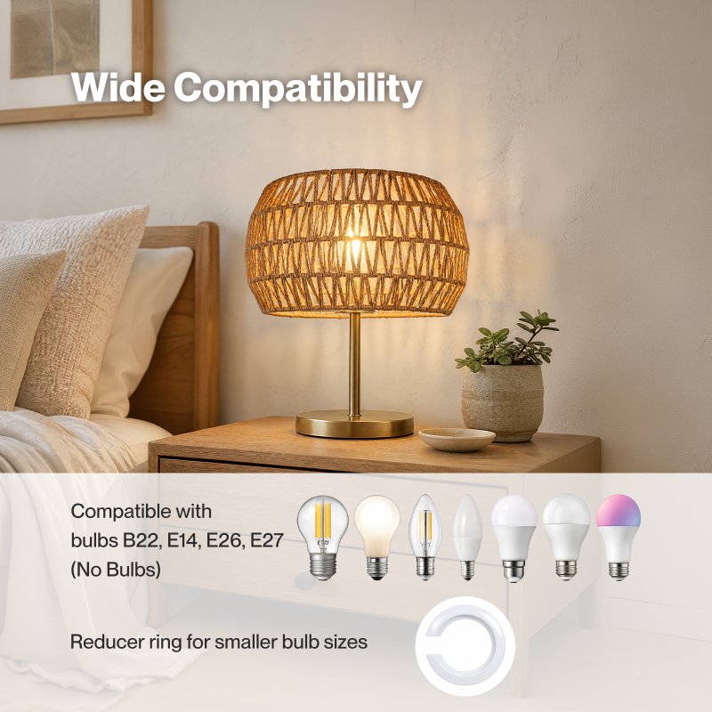 Emitto Lamp Shade Boho Paper Rope Light Shade Metal Frame for Bedroom Yellow