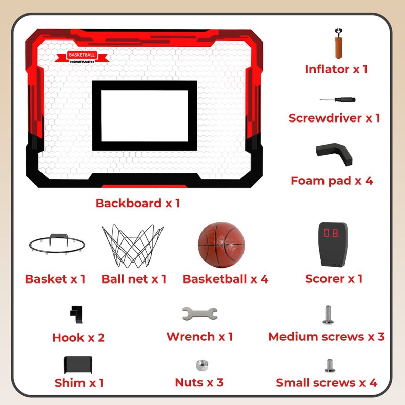Dekko Basketball Hoop Scoring for Kids With 4 Balls