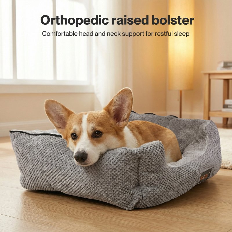 Skylos Large Dog Bed Pet Cave Bed Article Fleece Soft Washable Removable Blanket