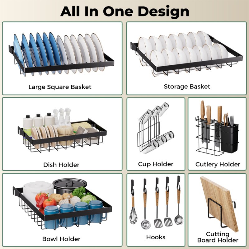 TOQUE Dish Drainer Rack Over the Sink Dish Drying Rack