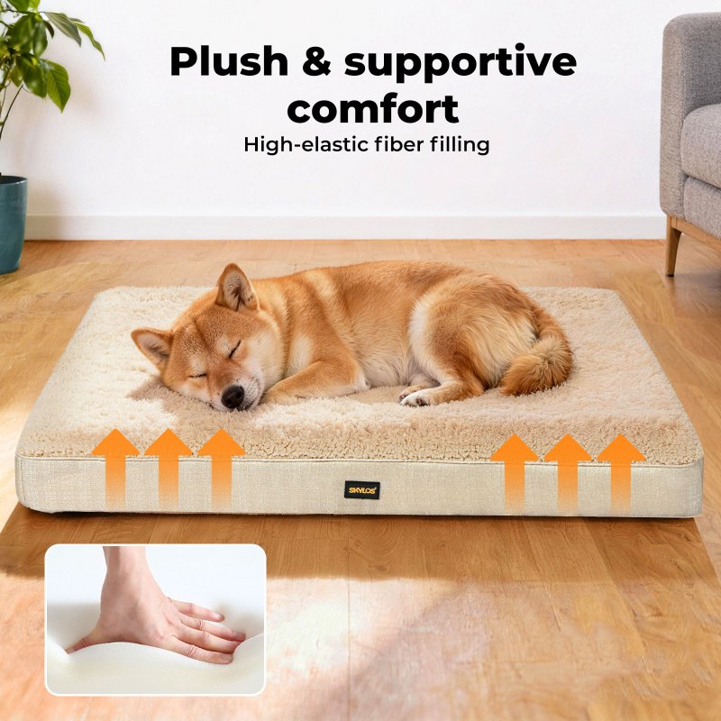 Skylos Pet Bed Large Washable Dog Cushion Crate Mattress Non Slip 90x60cm Soft