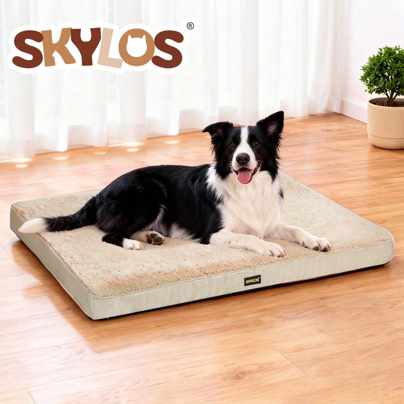 Skylos Dog Bed Washable Pet Cushion Cage Mattress Crate Mat Non Slip Soft Fleece