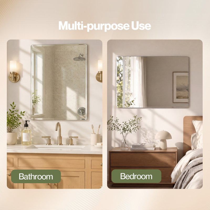 Yezi Wall Mirror Tempered Glass HD Explosion-proof Vanity Bathroom 45x60cm
