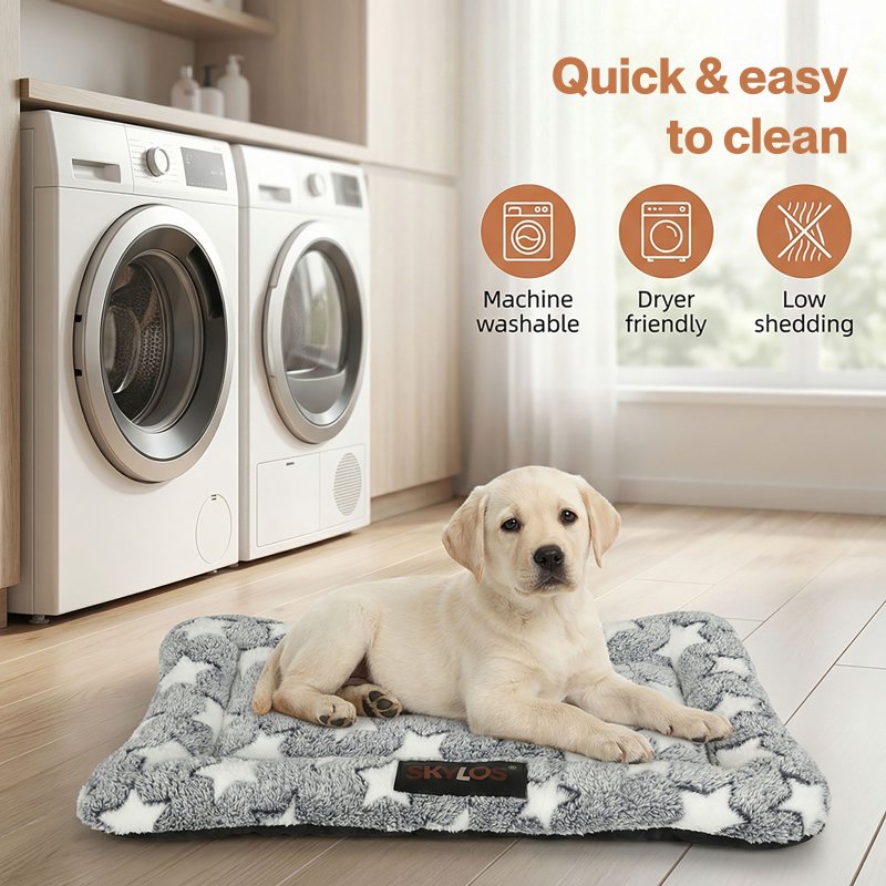 Skylos Dog Bed Pet Cat Cushion Large Dog Puppy Crate Mat Arctic Fleece Soft Warm