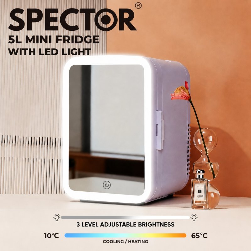 Spector 5L Mini Fridge with LED Light Mirror