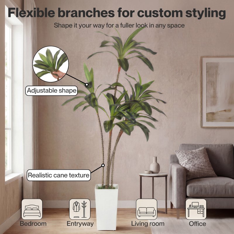 Levede Artificial Dracaena Tree 182cm Realistic Fake Plant with Pot Home Decor