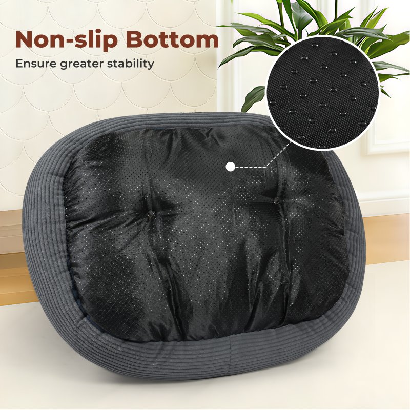 Skylos Dog Bed Luxury Soft Washable Puppy Cat Cushion Mattress Corduroy Grey M