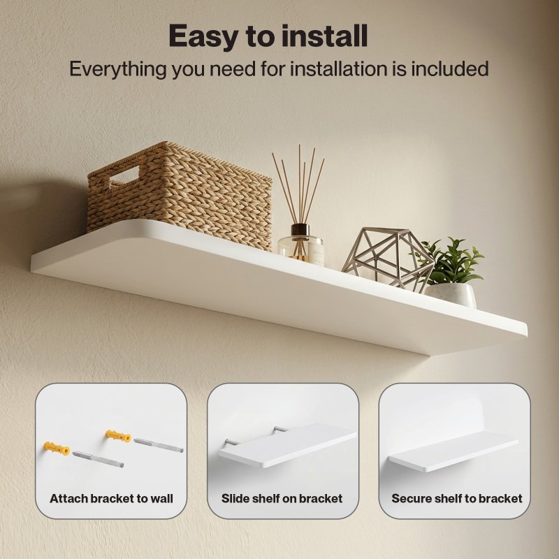 Levede Floating Shelves 6 Pack Modern Wall Shelves White Home and Office