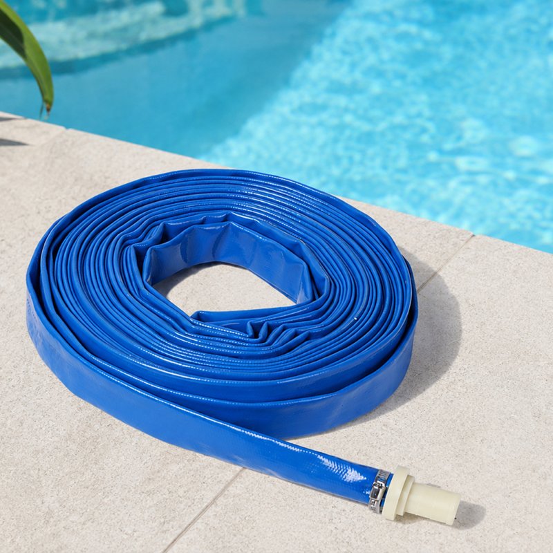 TradeRight Hose Pipe 1 Inch Reinforced PVC 20m for Home Pool Drainage Pump Blue