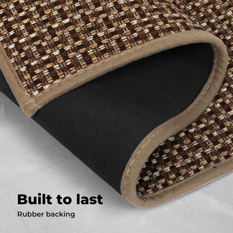 Marlow Kitchen Mat 2PCS Non Slip Woven Rubber Floor Mat Absorbent Runner Brown