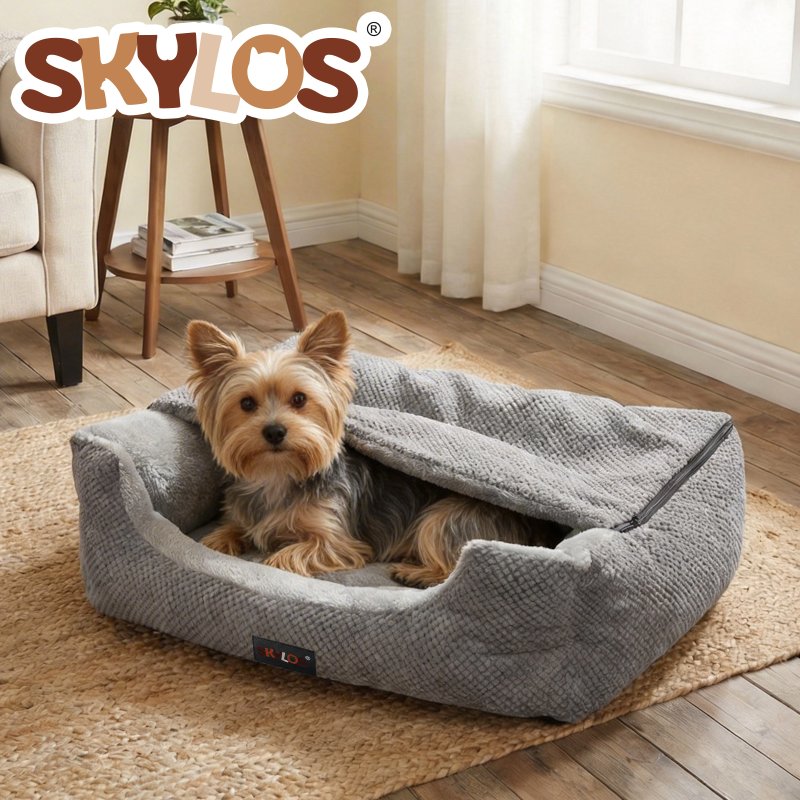 Skylos Dog Bed Cat Cave Bed Small Pet Bed Soft Removable Blanket Washable 51cm