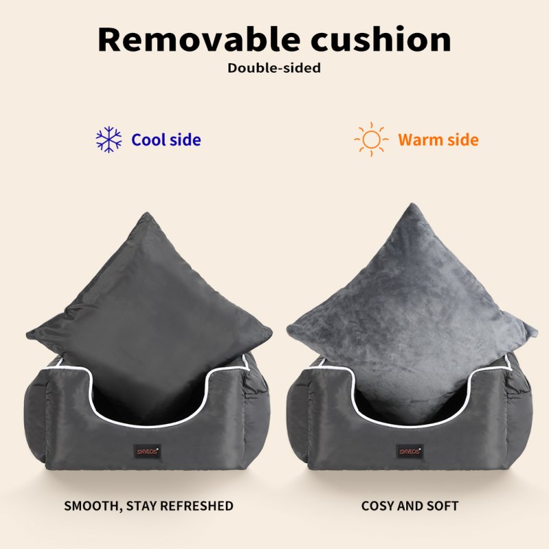 Skylos Pet Car Booster Seat Travel Bed Velvet in Grey Colour