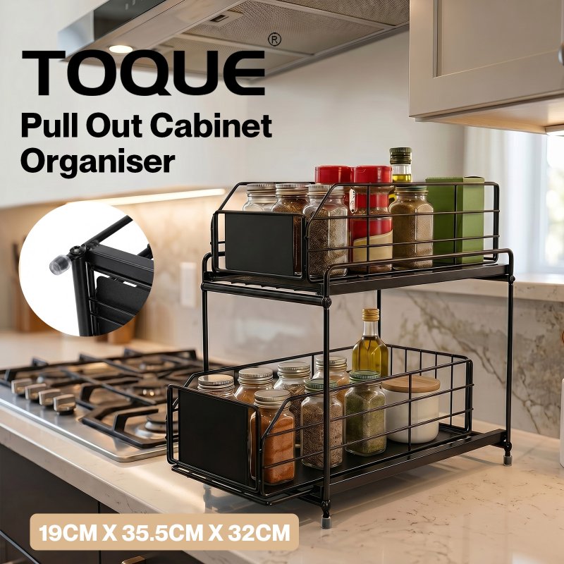 Toque 2 Tier Pull Out Basket Under Sink Kitchen Cabinet Storage Organiser Drawer