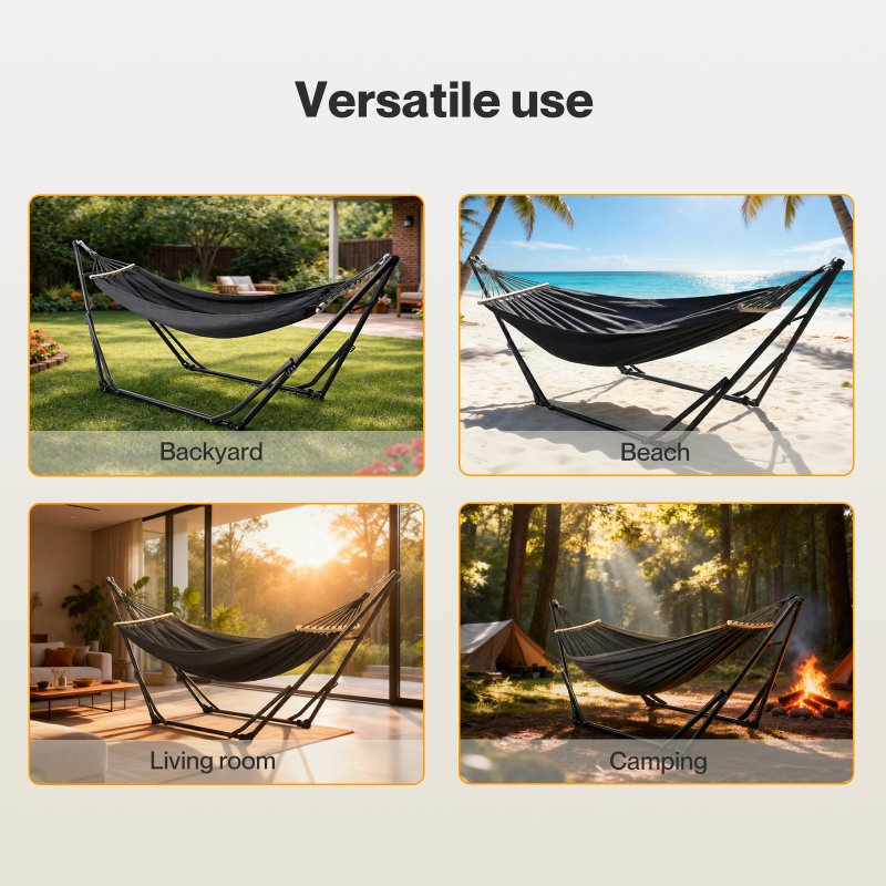 Mountview Foldable Hammock Chair Bed Portable with Stand Outdoor Camping 200KG