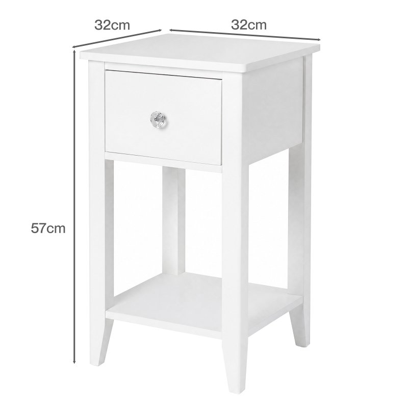 Levede Bedside Table Slim Modern End Table Drawer & Shelf Bedroom White