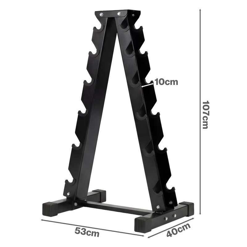 Centra Hex Dumbbells Stand 5-40kg Set Weight Storage Holder Rack Steel 6 Tier