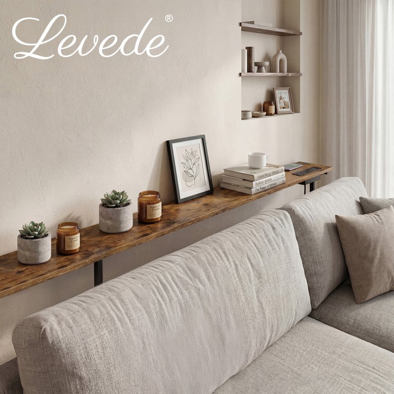 Levede Console Table Narrow Adjustable with Power Outlet for Hallway Brown