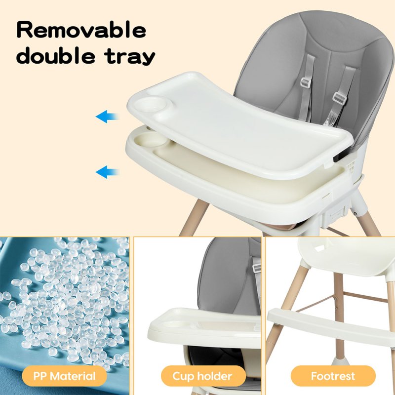 Dekko Adjustable 6-In-1 Baby Highchair Infant Feeding Seat Toddler Table Chair