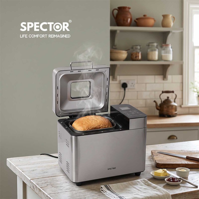 Spector Bread Maker 25 In 1 15H Timer 3 Loaf Sizes with LCD for Home Baking