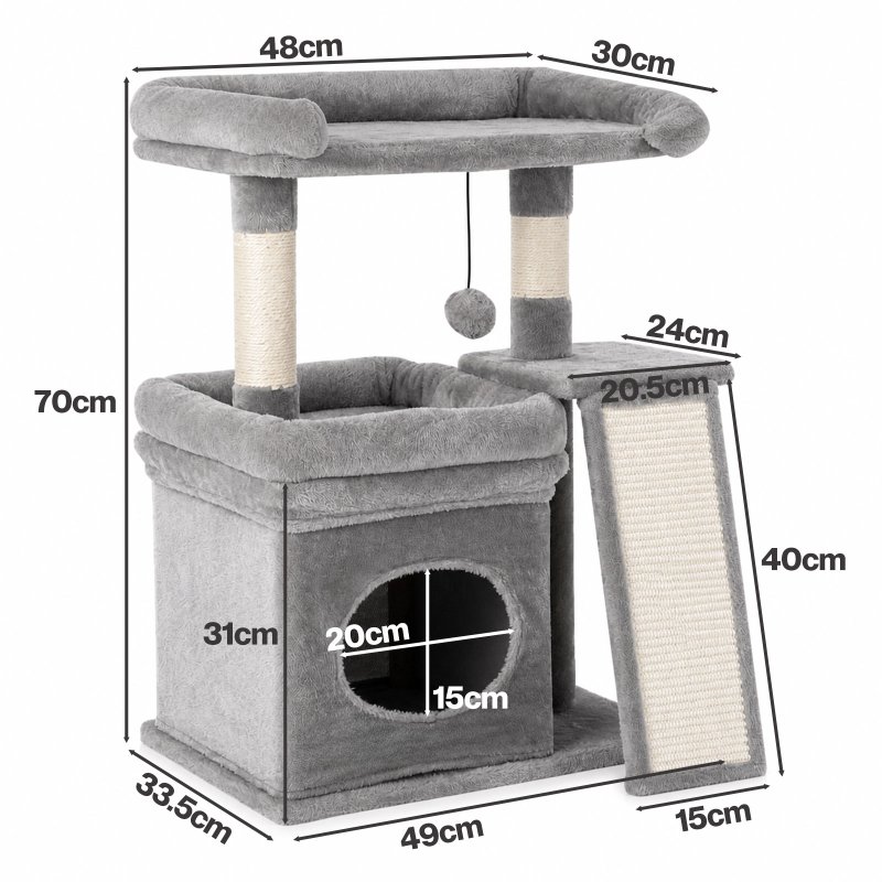 Skylos Cat Tree Tower Large Perch Condo Sisal Scratcher Indoor Felines Grey