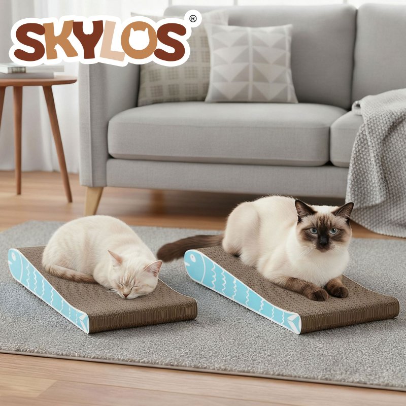 Skylos 2PCS Cat Scratching Board Cardboard Cat Scratcher Scratching Pad Lounge
