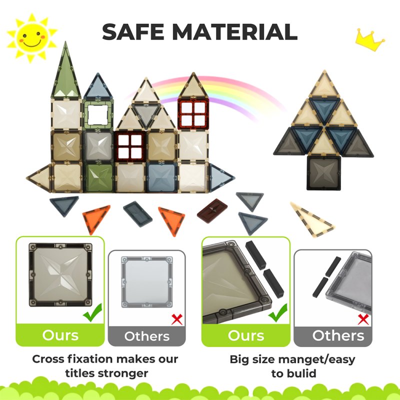 Dekko Magnetic Tiles 60PC for Kids Building Blocks Construction Fun Activity Kit