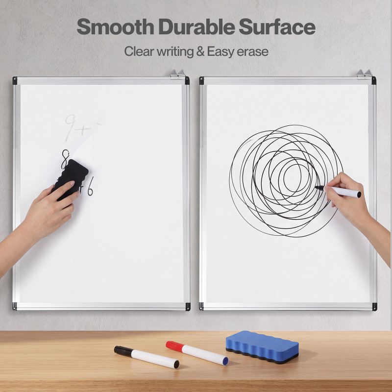 Levede Magnetic Whiteboard Adjustable Wall Mounted Dry Erase Office,White
