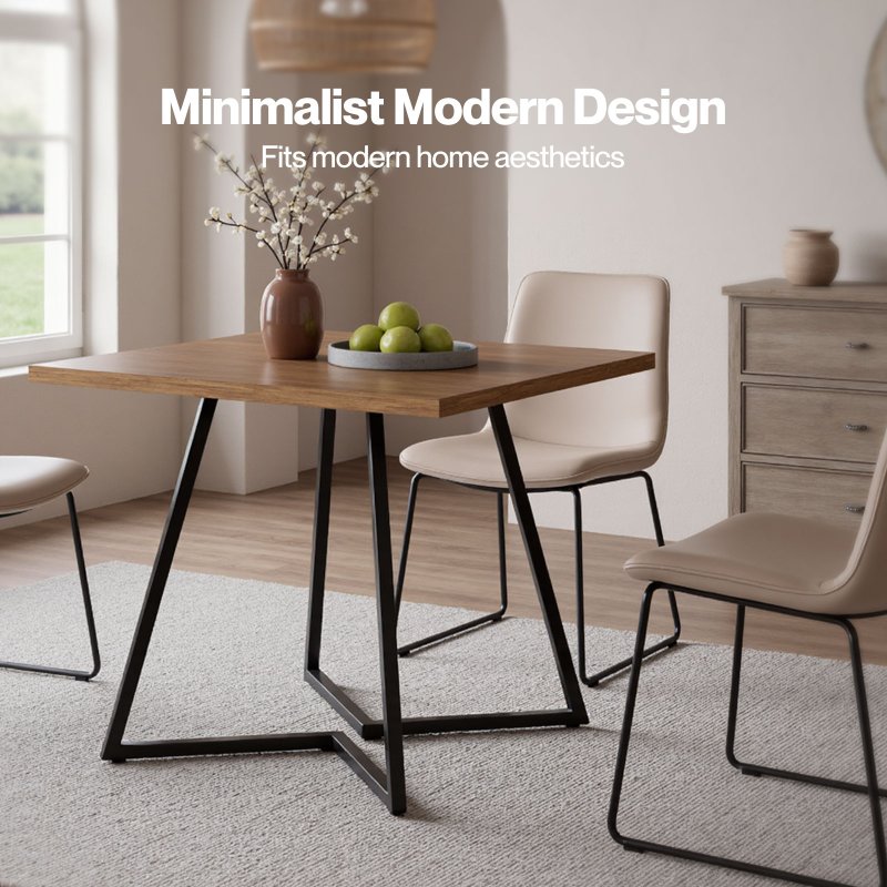 Levede dining table square dining table 80cm 25mm metal frame MDF Walnut