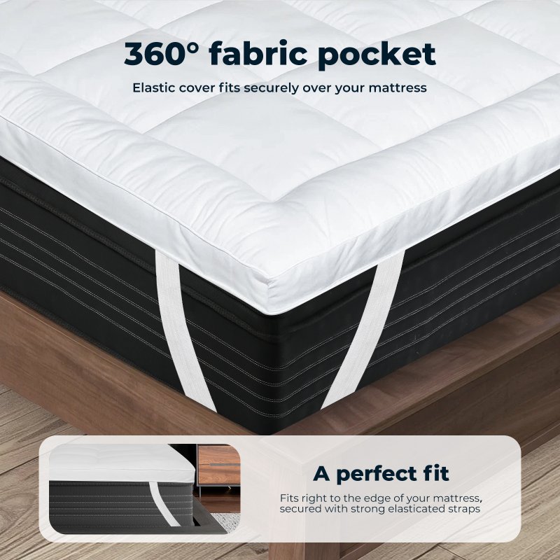 Lavio Mattress Topper Double Size 10cm Deep Soft Microfibre Washable with Strap