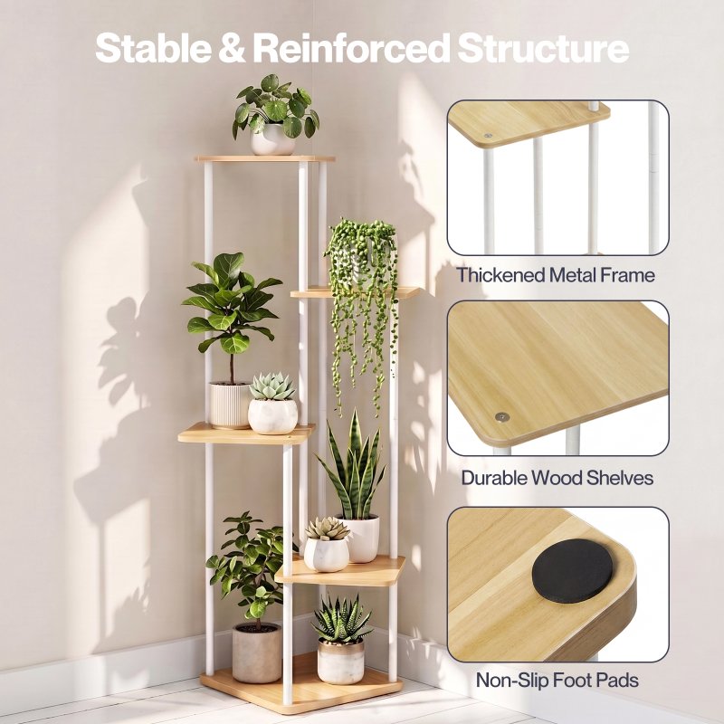 Levede 5 Tier Plant Stand Flower Pot Display Rack Metal Corner Planter Holder