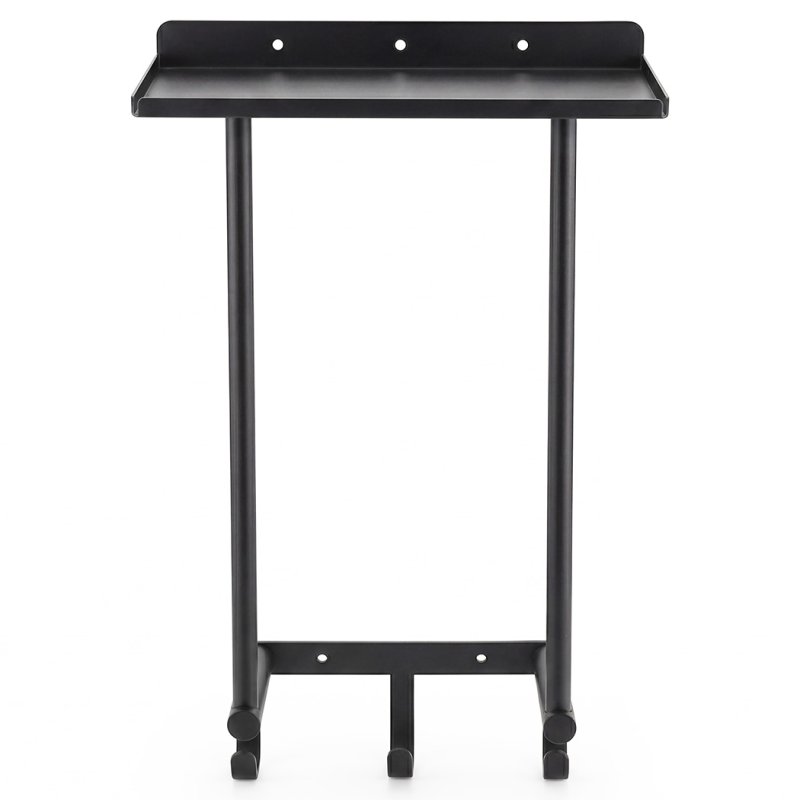 Levede Towel Rack Wall Mounted Shelf Bathroom Storage Holder with Hooks Black