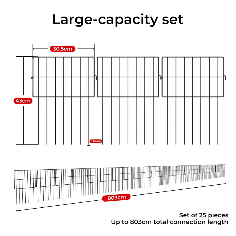 Levede 25 Pack Animal Barrier Metal Decorative Garden Fence Outdoor Pet Border