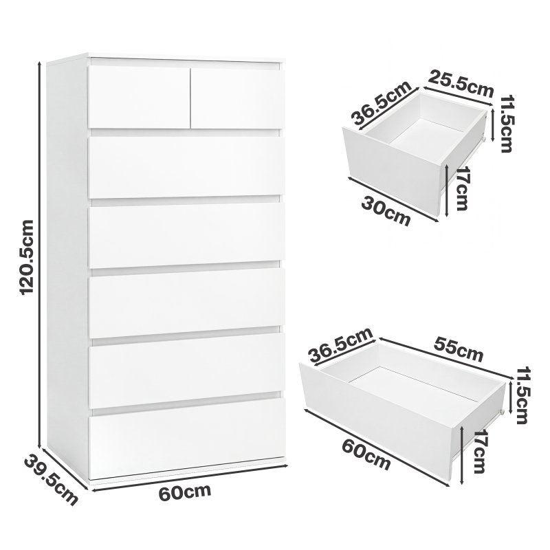 Levede Tall Chest of Drawers White Storage Cabinet for Bedroom Hallway Home