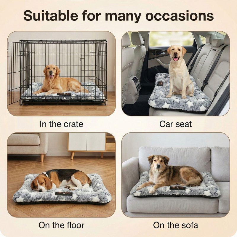 Skylos Dog Bed Arctic Fleece Soft Pet Mattress Puppy Crate Cushion Cat Mat Pad