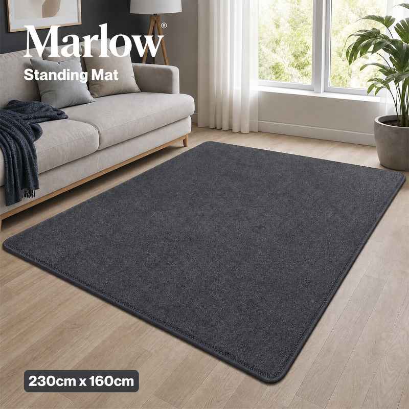 Marlow Rugs Living Room? Faux Wool Carpet Rebound Foam Non Slip Washable Grey