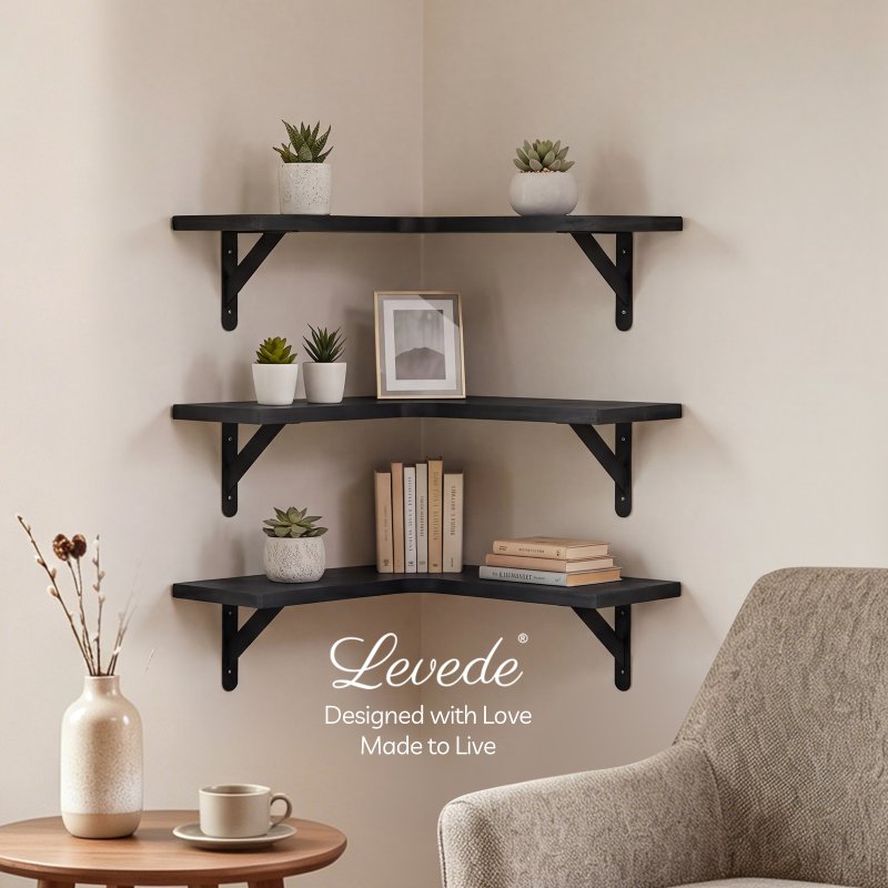 Levede Floating Shelf Wall Mounted 3pc Corner Shelf Unit Home Sotrage Decor