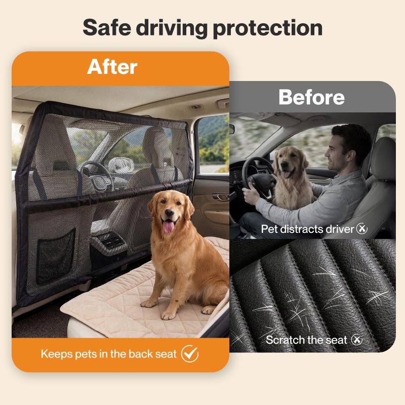 Skylos Dog Car Barrier Net Mesh Dog Guard Safety Boot Back Seat Pet Barrier