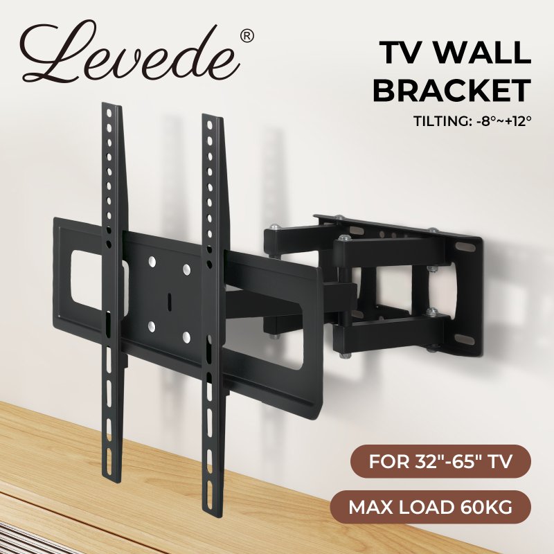 Levede Full Motion TV Wall Bracket for 32-65 Inch Curved Flat Screens TVs